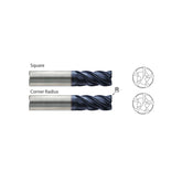 Carbide 5 Flute Standard Length - TitaNox-POWER HPC End Mills Corner Radius EMI43 Series .090 .125 .190 .250 - Big-tools Industrial Supply Tools for Metal Cutting