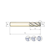 Chamfer GMF52 / GMF56 ,  Corner Radius GMF54 / GMF58, Ball Nose GMG55 Carbide, 4 Flute Multiple Length V7 PLUS A  END MILLS