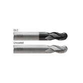 Dlc JAI58 & Uncoated E5I58 , Carbide, 3 Flute Standard Length Ball Nose ALU-POWER HPC End Mills 1/16~1/2