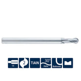 G-SH160-BH2 2 Flutes, Ballnose, with Long Shank Length - Big-tools Industrial Supply Tools for Metal Cutting