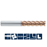 G-SH260-RL4A-H  4 Flutes, Corner Radius, Long Flute, 45°Helix Angle - Big-tools Industrial Supply Tools for Metal Cutting