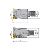 High-feed mills QCH - WPGT Kr: 11°-22° QCH-20/25/32/35/42-WPGT05/06/088-M10-02/03/04 - Makotools Industrial Supply Tools for Metal Cutting