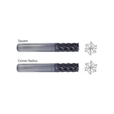 Square GMG12 / GMG14,  Corner Radius GMG16 / GMG18,  Carbide, 6 Flute Multiple Length V7 PLUS A  END MILLS - Big-tools Industrial Supply Tools for Metal Cutting