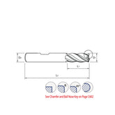 Square UGMF69, Chamfer UGMF77, Corner Radius UGMF71, Ball Nose UGMG54 Carbide, 4 Flute Multiple Length V7 PLUS A  END MILLS