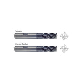 Square UGMF73,  Corner Radius UGMF75, Carbide, 4 Flute Extended Reach V7 PLUS A  END MILLS