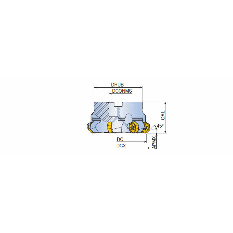 14D-F45XNH-R-09 45° Face mills with carbide shim and double-sided 14 cutting edges inserts of XN 09 for roughing of difficult-to-cut material & heavy milling - Big-tools Industrial Supply Tools for Metal Cutting