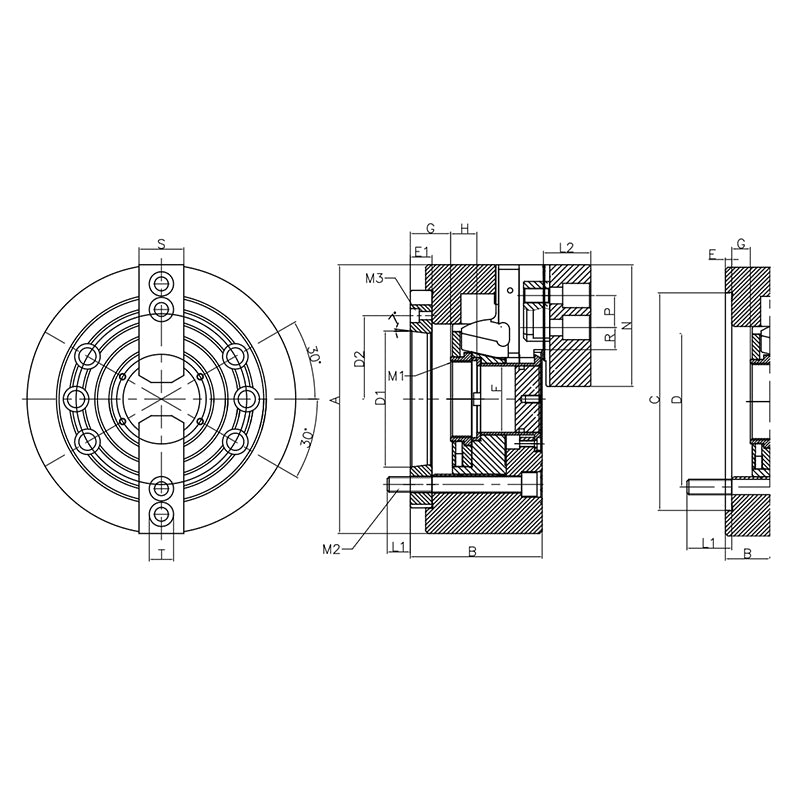 2-Jaw Hollow Power Chuck BC610-YK-204 BC610-YK-205-A204 - Big-tools Industrial Supply Tools for Metal Cutting