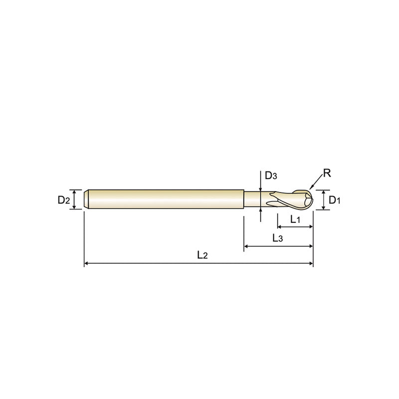 2 Flute 15° Helix Stub Cut Length Ball Nose Carbide X-Power Pro End Mills GM109 Series Plain Shank