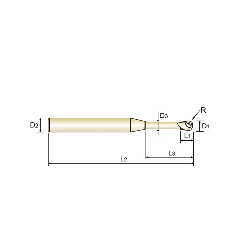 2 Flute Ball Nose for Rib Processing Carbide X-Power Pro End Mills GM967 Series Plain Shank