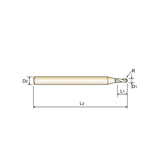 2 Flute Miniature Ball Nose Carbide X-Power Pro End Mills GM960 Series Plain Shank