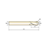 2 Flute Short Length Ball Nose Carbide X-Power Pro End Mills GM876 Series Plain Shank