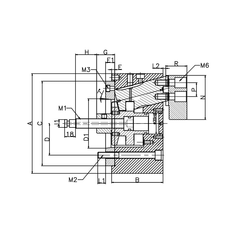 3-Jaw Clined Pull Air-Tight Power Chuck BC530-YX-306-A205  BC530-YX-308-A205 - Big-tools Industrial Supply Tools for Metal Cutting