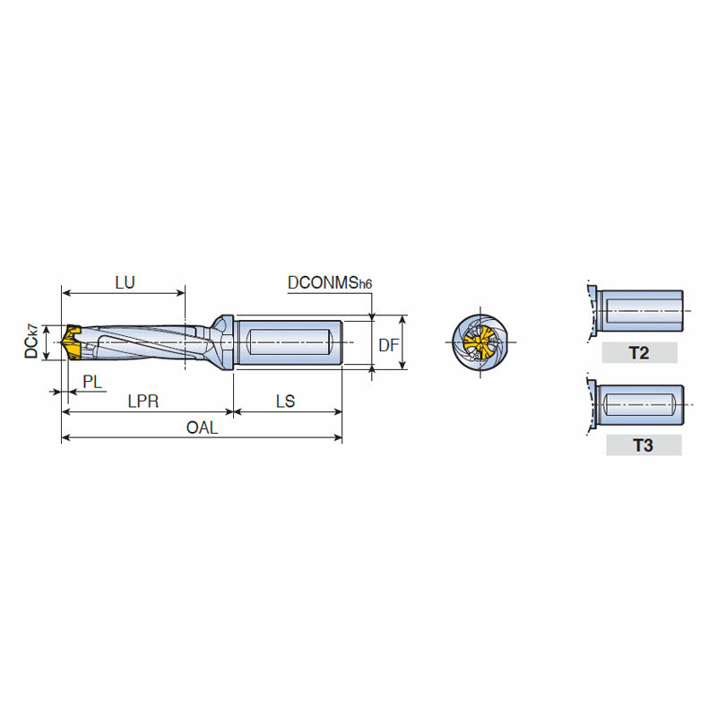 3ED-3XD (Weldon Shank) Head changeable 3 flute drills with coolant holes for high productivity - Big-tools Industrial Supply Tools for Metal Cutting
