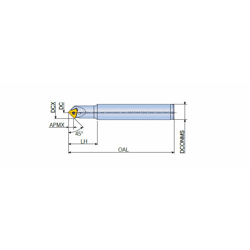 3P-TCF 45-10 Small diameter 45° chamfering end mills with 1 no. of 3PK(H)T 10 insert - Big-tools Industrial Supply Tools for Metal Cutting