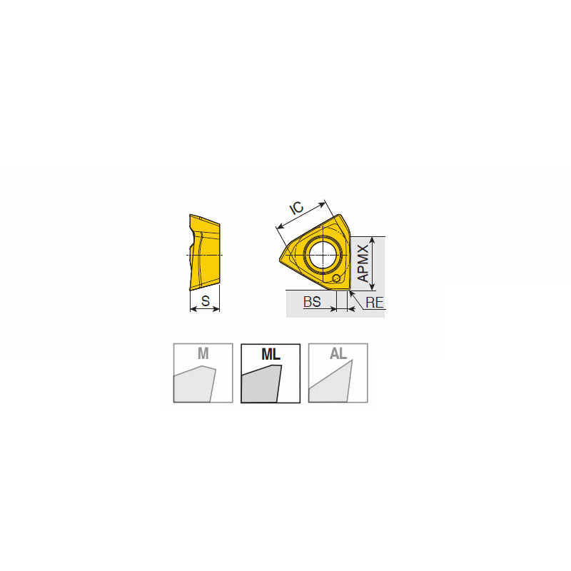3PHT 10-ML High positive inserts 3PHT with 3 helical cutting edges for 90° shoulders & exotic materials & light machining from sharp geometry - Big-tools Industrial Supply Tools for Metal Cutting