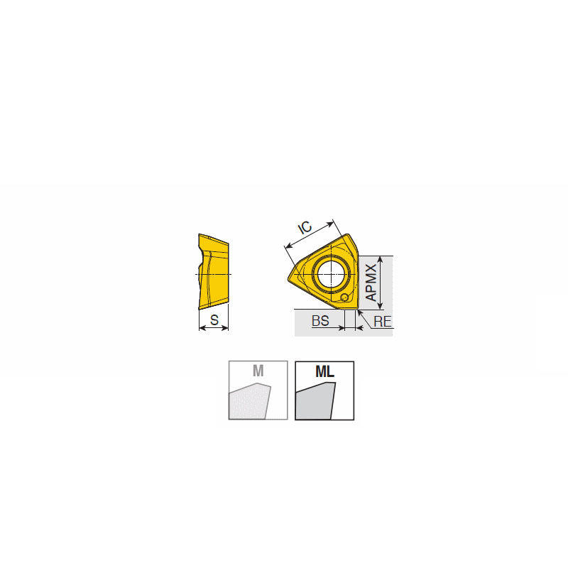 3PKT 10-ML High positive inserts 3PKT with 3 helical cutting edges for 90° shoulders & exotic materials & light machining from sharp geometry - Big-tools Industrial Supply Tools for Metal Cutting