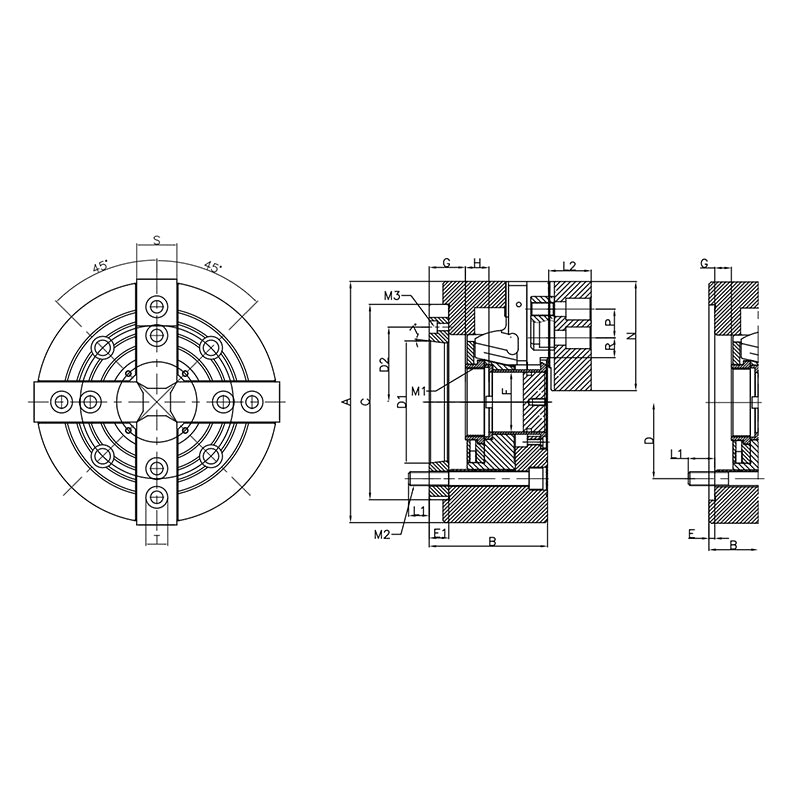 4-Jaw Hollow Power Chuck BC410-YK-406-A205 BC410-YK-405-A205 - Big-tools Industrial Supply Tools for Metal Cutting