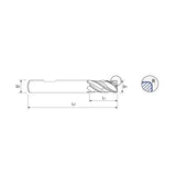 4 Flute Standard Length TitaNox-POWER End Mills Corner Radius .010/.030/.060/090/.125/.190 UGMG43 Series