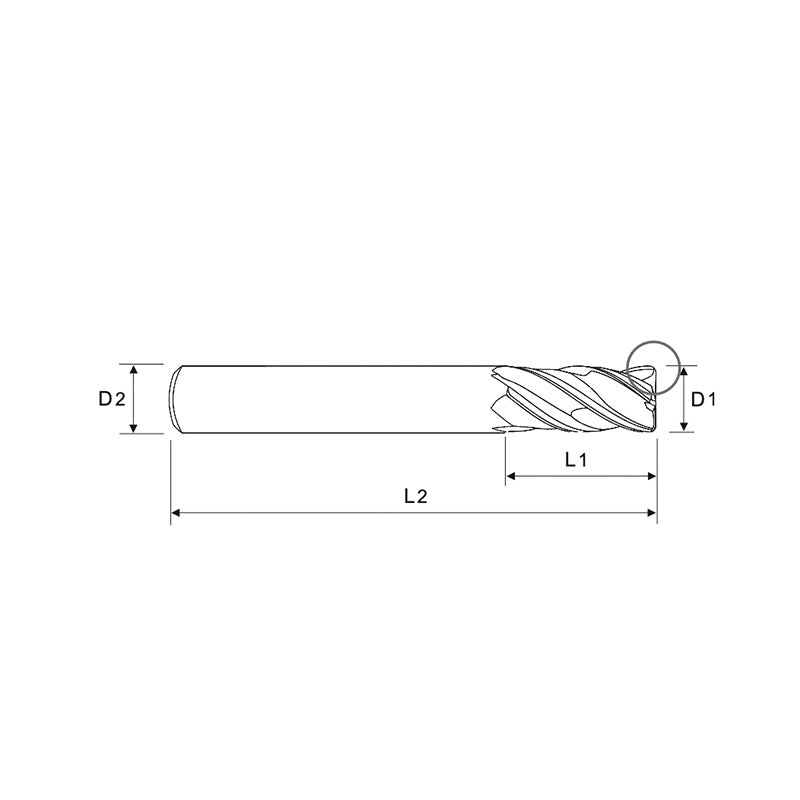 4 Flute Double Core Standard Length TitaNox-POWER EHE54 End Mills Corner Radius .010/.015/.030/.060 UGMG42 Series