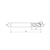4 Flute Double Core Standard Length TitaNox-POWER EHE54 End Mills Corner Radius .010/.015/.030/.060 UGMG42 Series