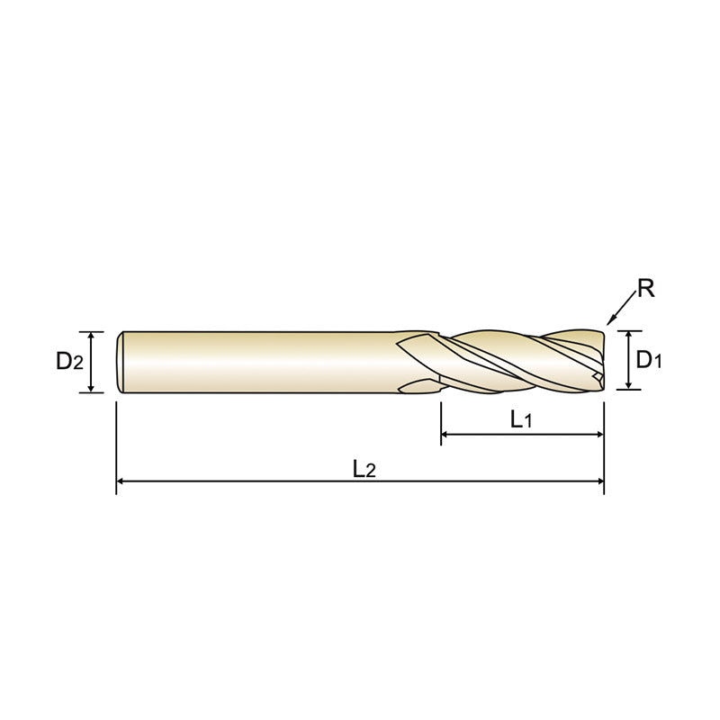 4 Flute Long Length Corner Radius Carbide X-Power Pro End Mills GM819 Series Plain Shank - Big-tools Industrial Supply Tools for Metal Cutting