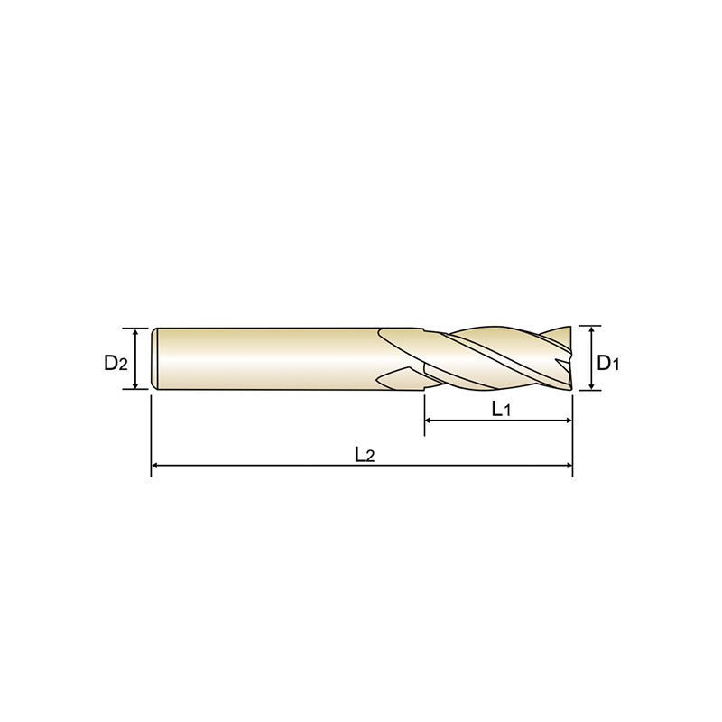 4 Flute Short Length Carbide X-Power Pro End Mills GM811 Series Plain Shank
