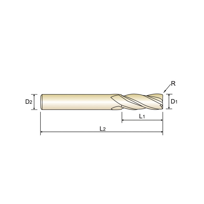 4 Flute Stub Length Stub Length Corner Radius Carbide X-Power Pro End Mills GM639 Series