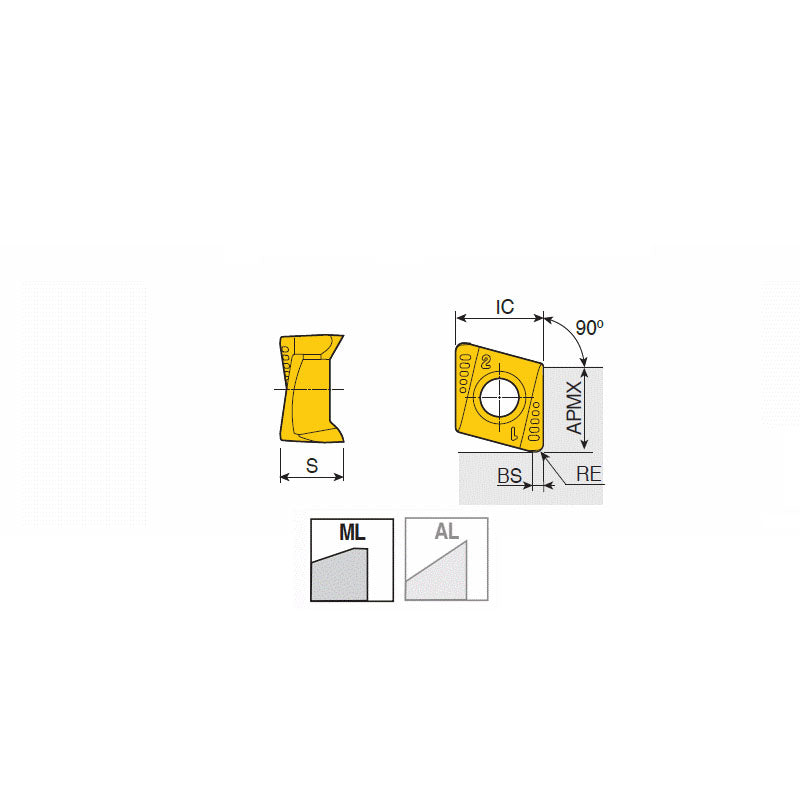 4NHT 06-ML Double-sided ground inserts with high positive four helical cutting edges & wiper flat for excellent surface finish, 90° shoulders, soft cutting and minimized built-up-edges of stainless steel & super alloys - Big-tools Industrial Supply Tools for Metal Cutting