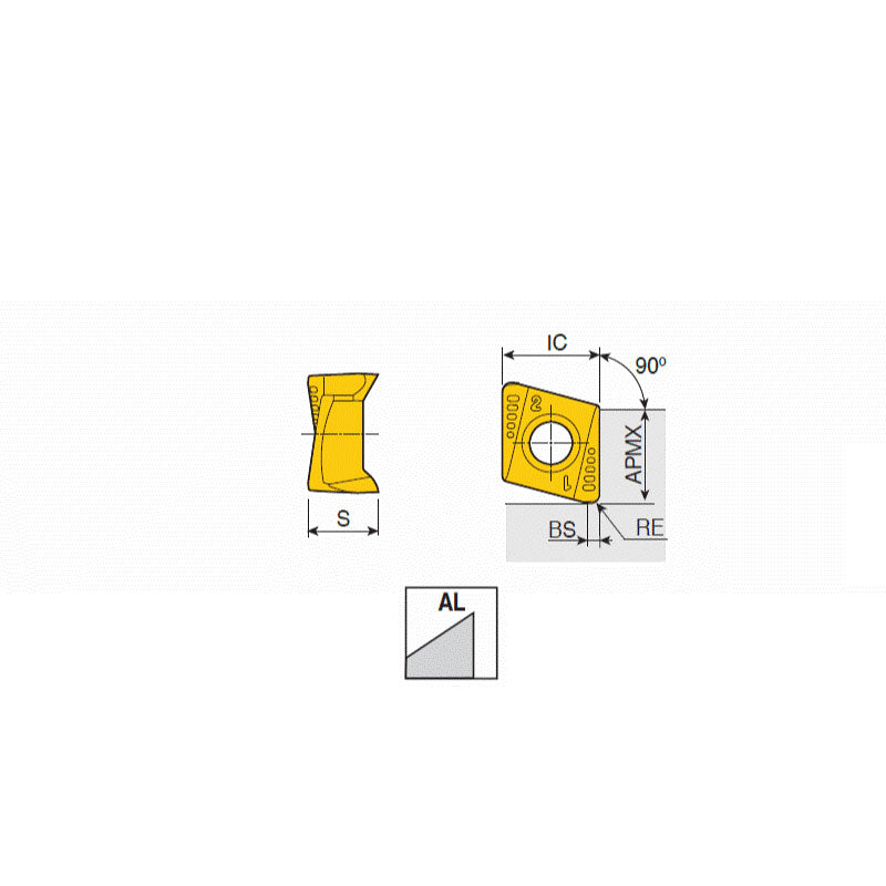 4NHT 11-AL Double-sided ground & polished inserts with high positive 4 helical cutting edges & wiper for 90° shoulders of aluminum & non-ferrous materials - Big-tools Industrial Supply Tools for Metal Cutting