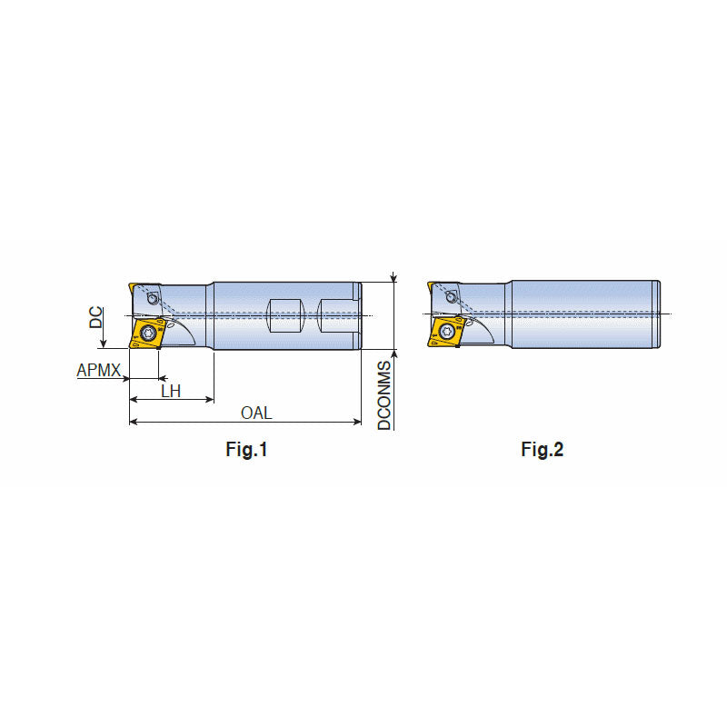 4N TE90-14 90° End mills with unique four high positive helical cutting edges of double-sided 4NKT 14 inserts and high ramping capability - Big-tools Industrial Supply Tools for Metal Cutting