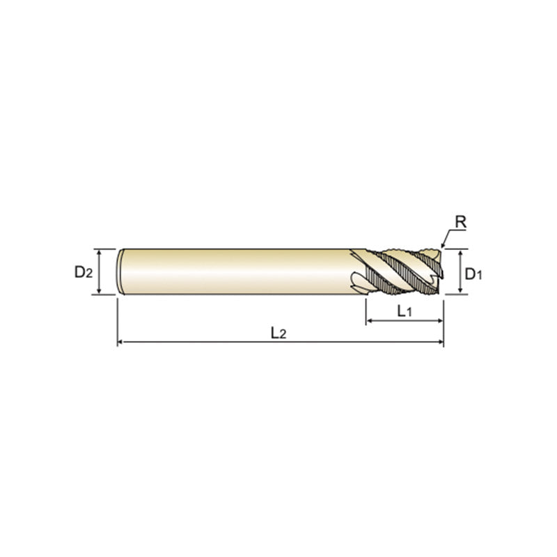 G9D76/G9D68 Series  Carbide, 4&5 Flute Multiple Helix Long Length Roughing Corner Radius Carbide 4G Mill End Mills Plain Shank