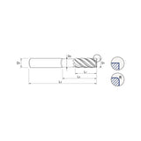 5 Flute Extended Length Carbide TitaNox-POWER End Mills Corner Radius UGMH07 Series .090/.125/.190/.250