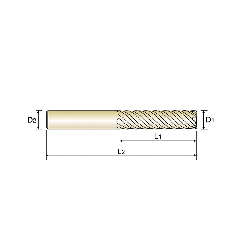6 Flute 45° Helix Extra Long Length Carbide X-Power Pro End Mills GM834 Series Plain Shank