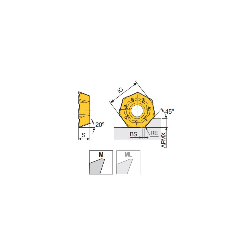 7EMT 06 AETR-M High positive inserts with 7 cutting edges for steel & cast iron in general applications - Big-tools Industrial Supply Tools for Metal Cutting