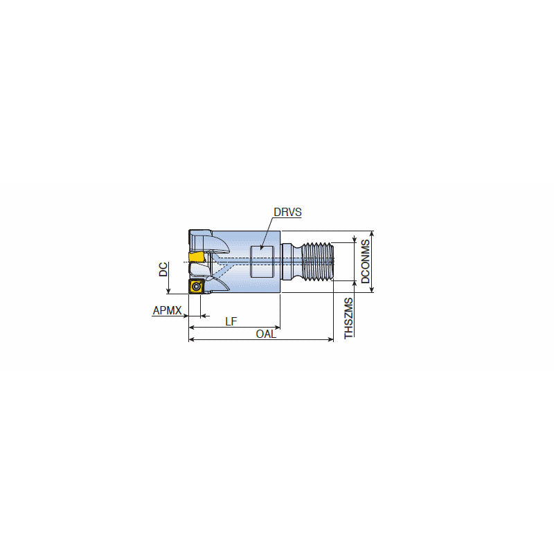 8D-TE90-M-07  Modular 90° end mills with T-FLEXTEC adaptation & double sided square inserts SQ 07 of 8 cutting edges - Big-tools Industrial Supply Tools for Metal Cutting