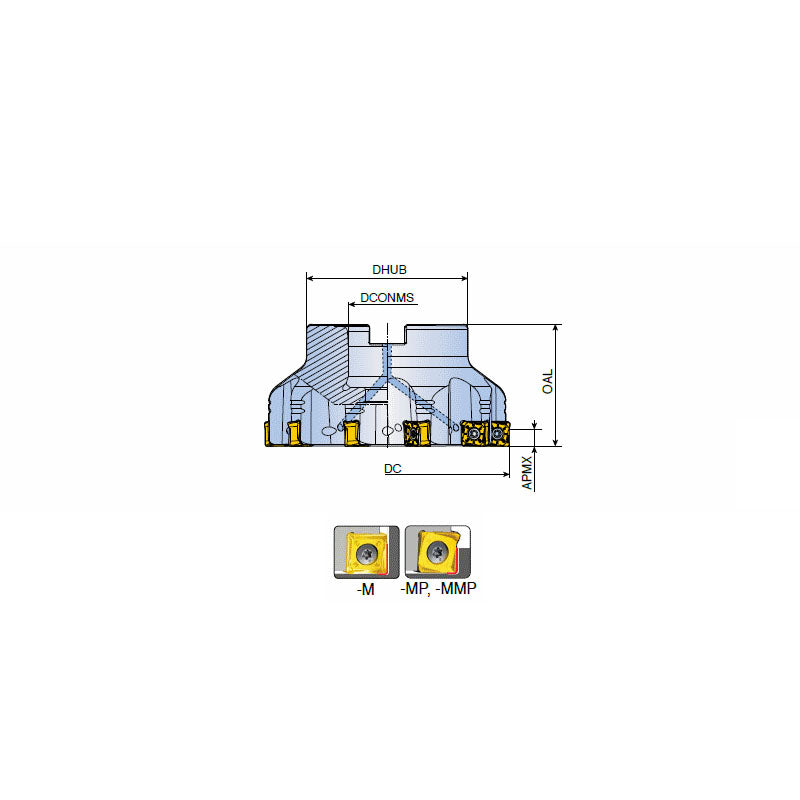 8D-TF90-R-10 90° Face mills with 8 cutting edges of double-sided Square inserts SQK(H)U 10 for general milling - Big-tools Industrial Supply Tools for Metal Cutting