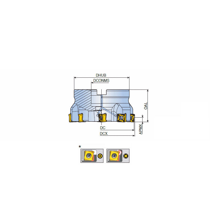 8D-TF90-R-12 90° Face mills with 8 cutting edges of double-sided Square inserts SQ 12 for general milling - Big-tools Industrial Supply Tools for Metal Cutting