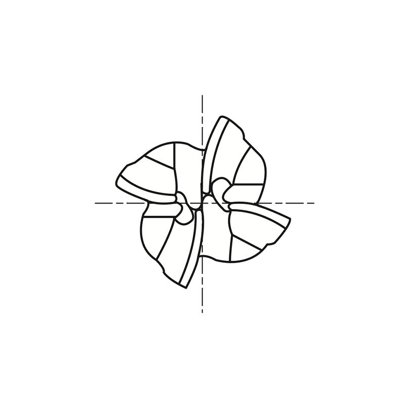 8% COBALT (M42) Flat Shank E2020 Series, HSS Co8, 4 Flute Regular Length Ball Nose COBALT & HSS End Mills 1/8～2