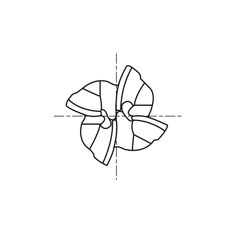 8% COBALT (M42) Flat Shank E2021 Series, HSS Co8, 4 Flute Long Length Ball Nose COBALT & HSS End Mills 1/4～1