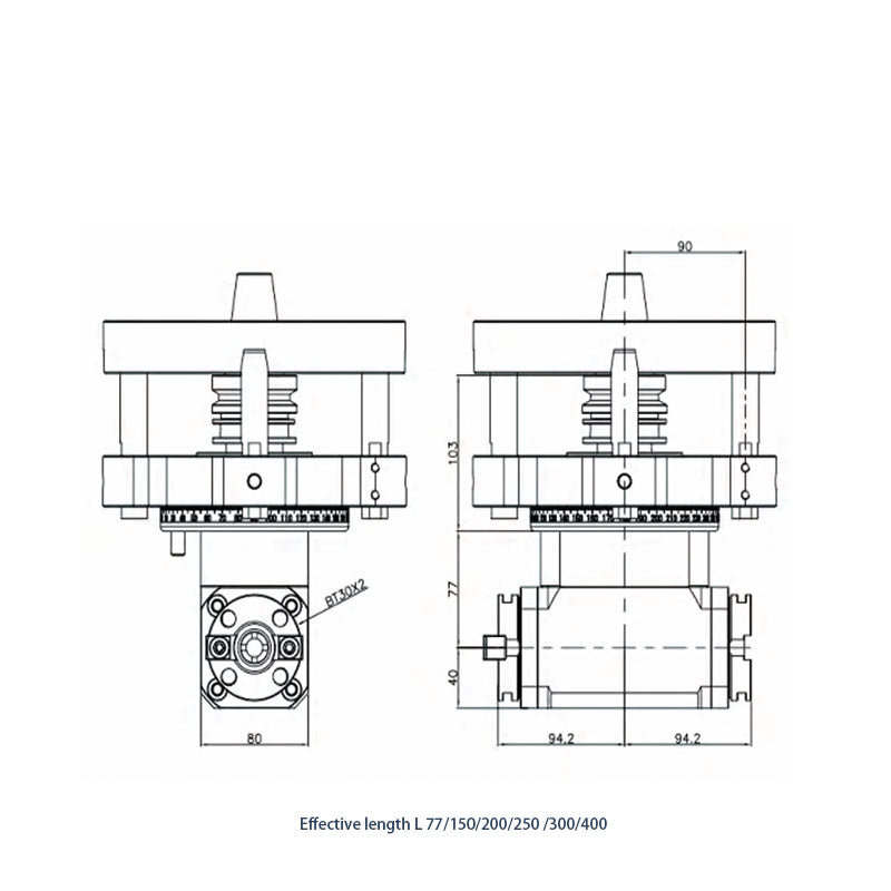 90-BT30×2 Double head Double outlet type 90° Angle Head