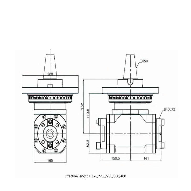 90-BT50×2 Double outlet heavy type 90° Angle Head