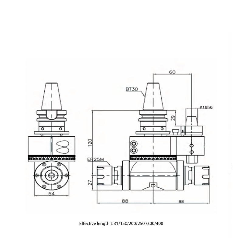 AGH 90-ER25C-2 หัวคู่น้ำหนักเบา หัวมุม 90°