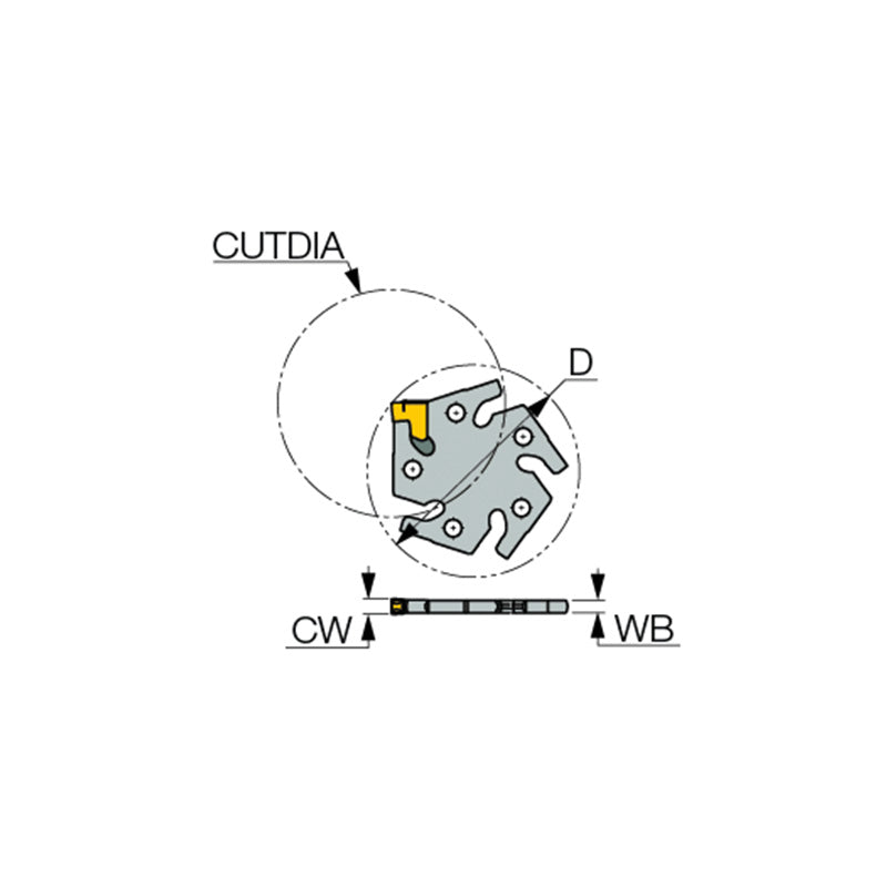 ADMP D45 : Parting and Grooving Adapters with 5 Pockets for TANG-GRIP Tangentially Clamped Inserts - Big-tools Industrial Supply Tools for Metal Cutting