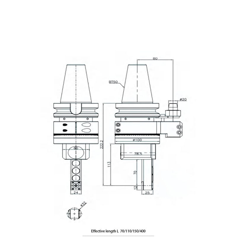 AGH 90-D4-100 Mini micro hole 90° straight Angle head