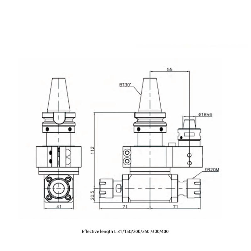 AGH  90-ER20C-2 Lightweight  Double head 90° Angle head