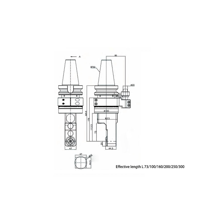 AGH90-L-ER16M Inward Offset Type Universal Angle Head