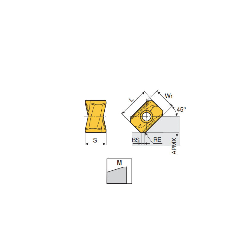 ANHX 1607 ANR-M Double-sided ground inserts with 4 helical cutting edges for 45° face mills - Big-tools Industrial Supply Tools for Metal Cutting