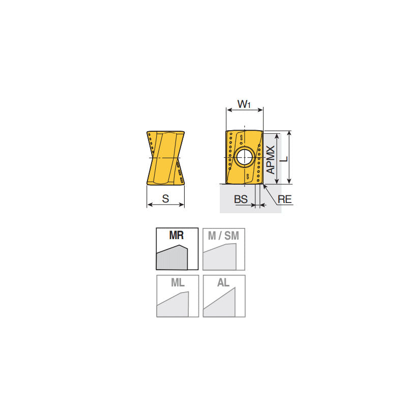 ANHX 16 R-MR Double sided ground inserts with 4 helical positive cutting edges for 90° shouldering - Big-tools Industrial Supply Tools for Metal Cutting