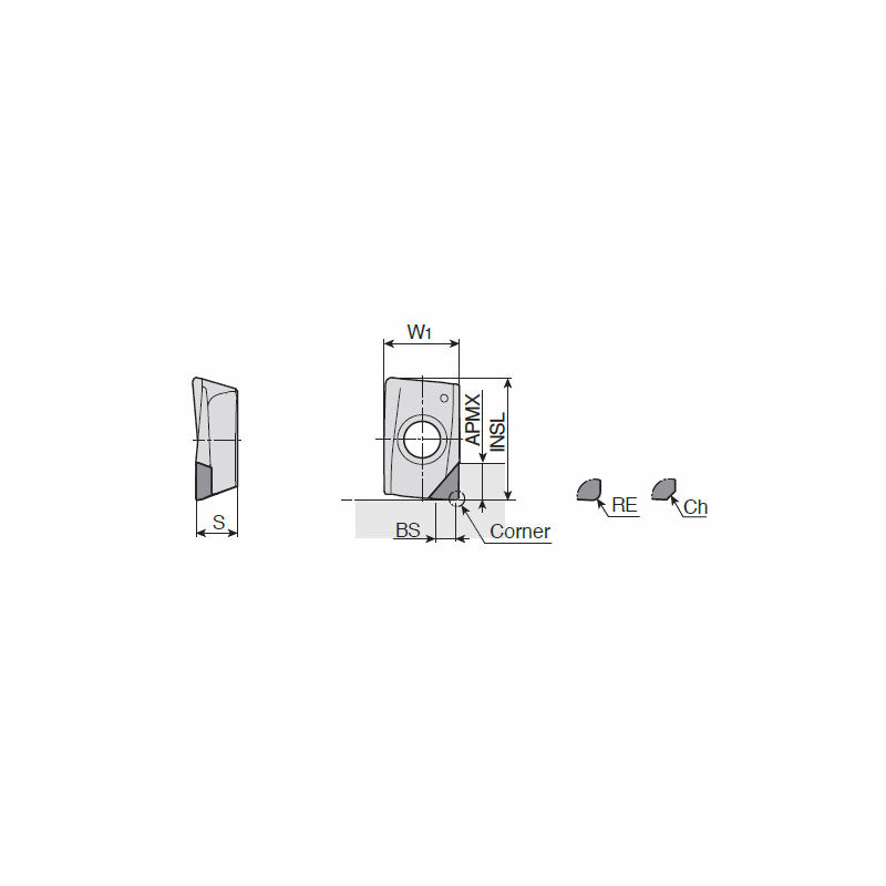 APCT 1204-PCD35 Single PCD tipped inserts for machining of aluminum and composite materials on AP 12 insert - Big-tools Industrial Supply Tools for Metal Cutting
