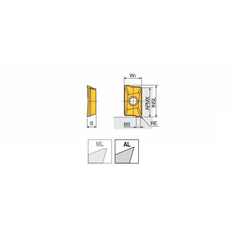 APCT 1204 R-AL High positive ground inserts with various corner radii & 2 cutting edges & polished top for machining of aluminum & non-ferrous materials in 90° shoulders - Big-tools Industrial Supply Tools for Metal Cutting